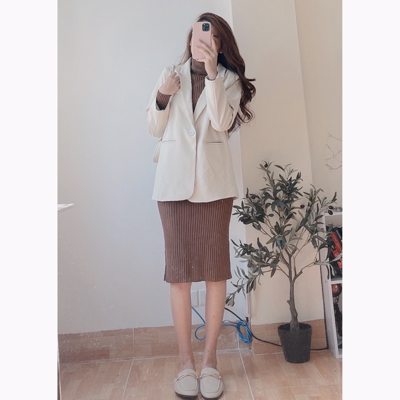 Váy len body váy ôm người dài qua gối chất len dày dặn | BigBuy360 - bigbuy360.vn