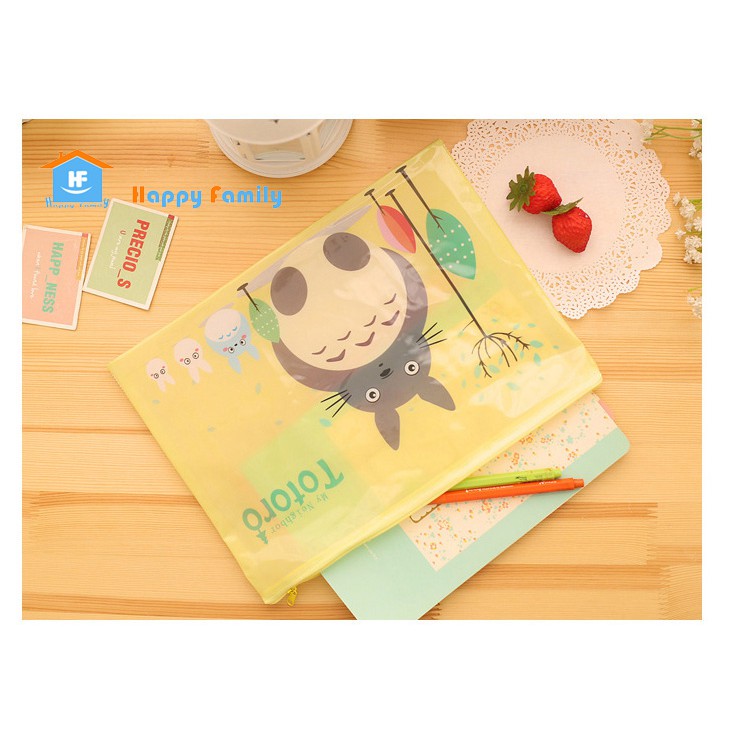 【Có bỏ sỉ 】Combo 3 size túi đựng hồ sơ chống nước dây kéo Totoro cao cấp