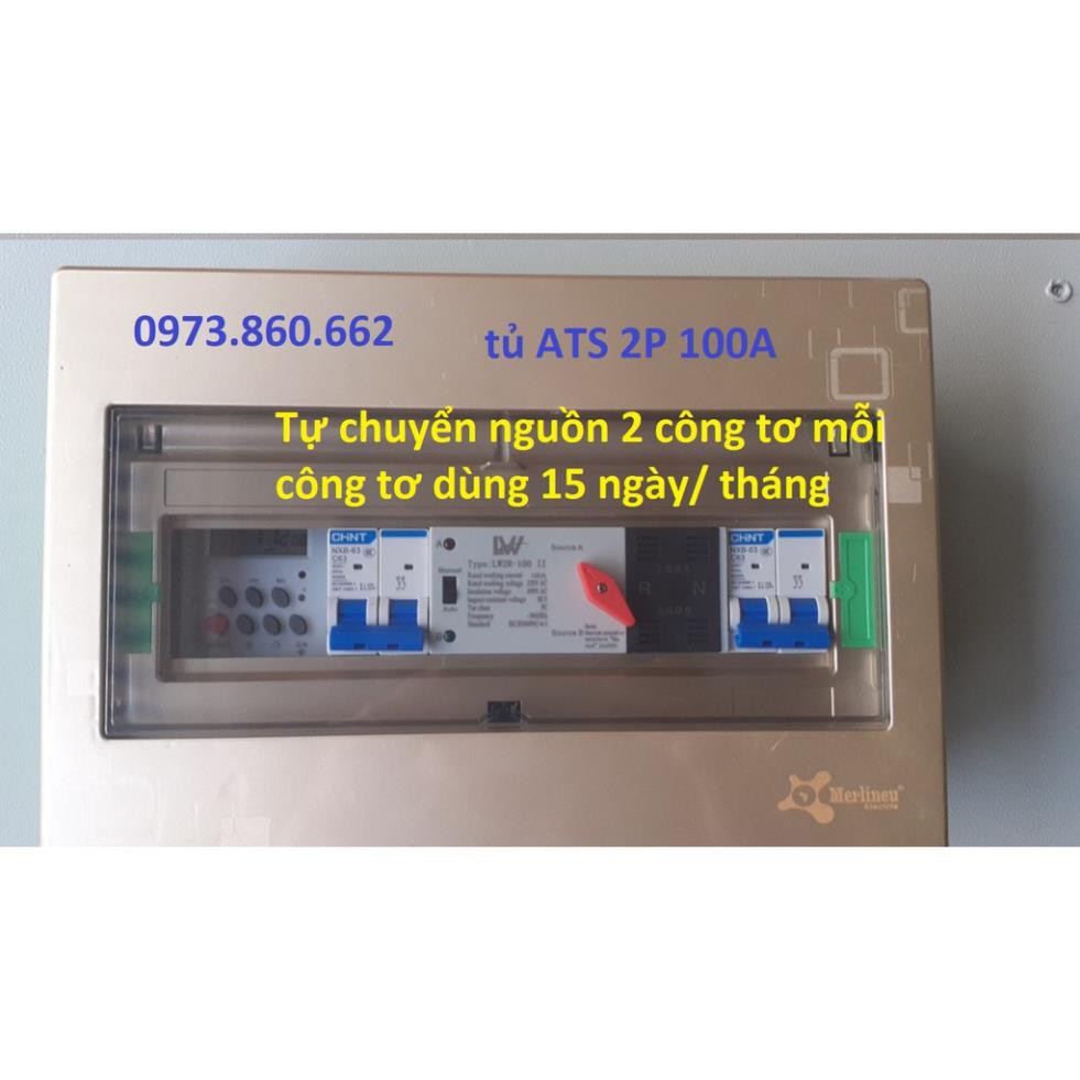 TỦ CHUYỂN NGUỒN TỰ ĐỘNG ATS 2P 100A - Tự động chuyển nguồn 2 công tơ mỗi cái dùng 15 ngày một tháng -TBĐ