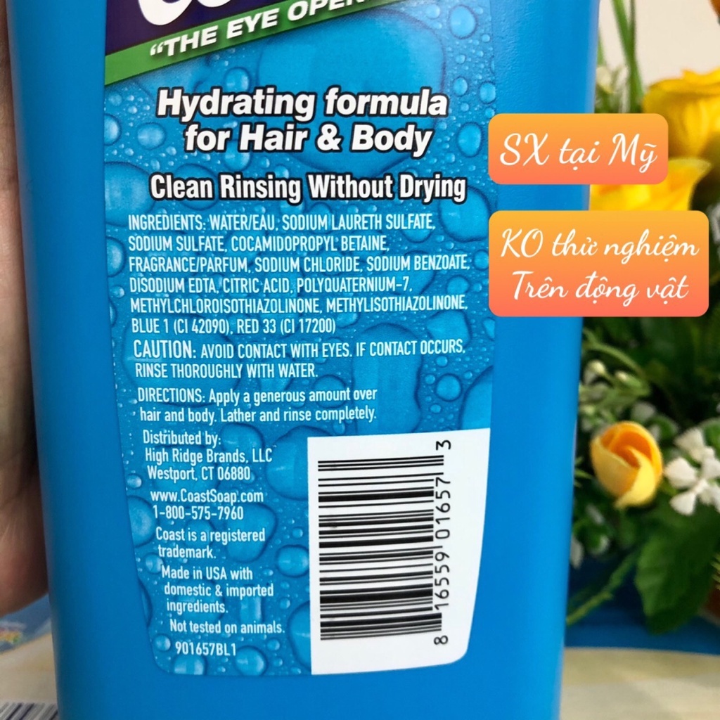 ❤️  [Quận 3] Sữa tắm gội Coast 2in1 Hair Body Wash Mỹ 946ml, sạch thơm mềm da [Sữa tắm gội Nam]