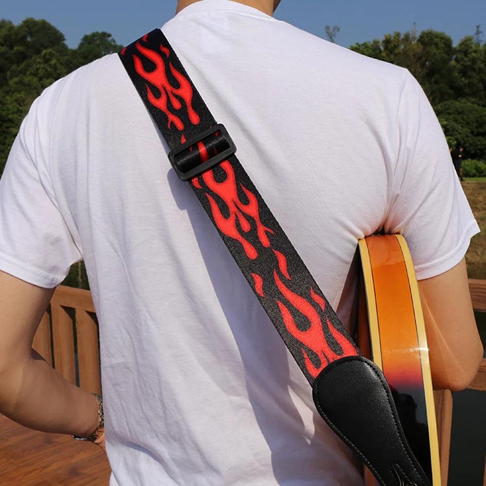 Dây Đeo Đàn Guitar Điện Màu Đỏ Đen Bền Bỉ