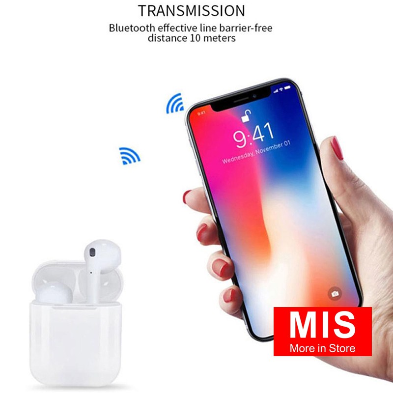 Tai nghe bluetooth i12 TWS chất lượng, nhét tai không dây, điều khiển cảm ứng TN101