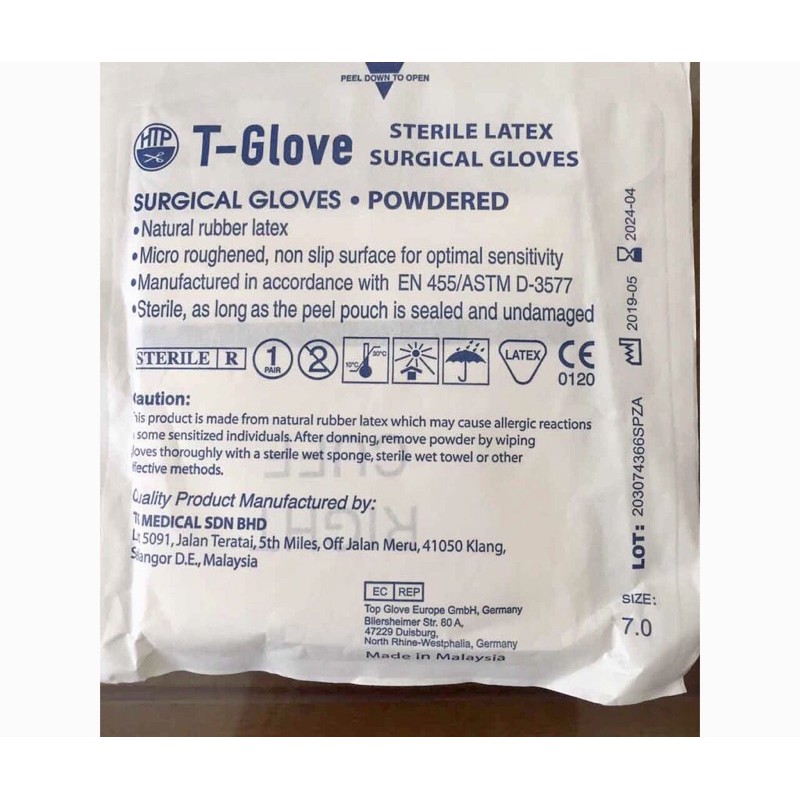 Găng tay PT tiệt trùng 1 lần (4900/đôi)