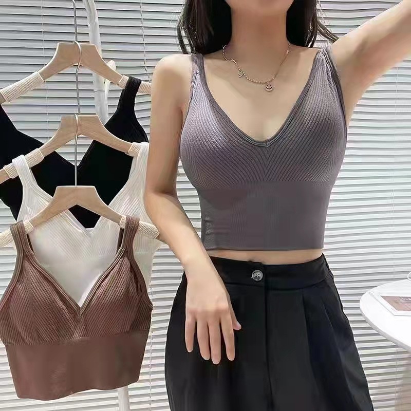 Áo bra nữ, áo lót nữ dáng croptop ba lỗ có mút ngực, chất vải co giãn mặc đi chơi, tập gym, tập yoga hot 2022