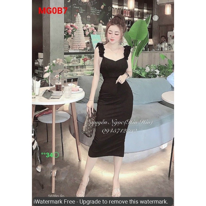 Đầm body gân tay cánh tiên có mút ngưcj - A5U