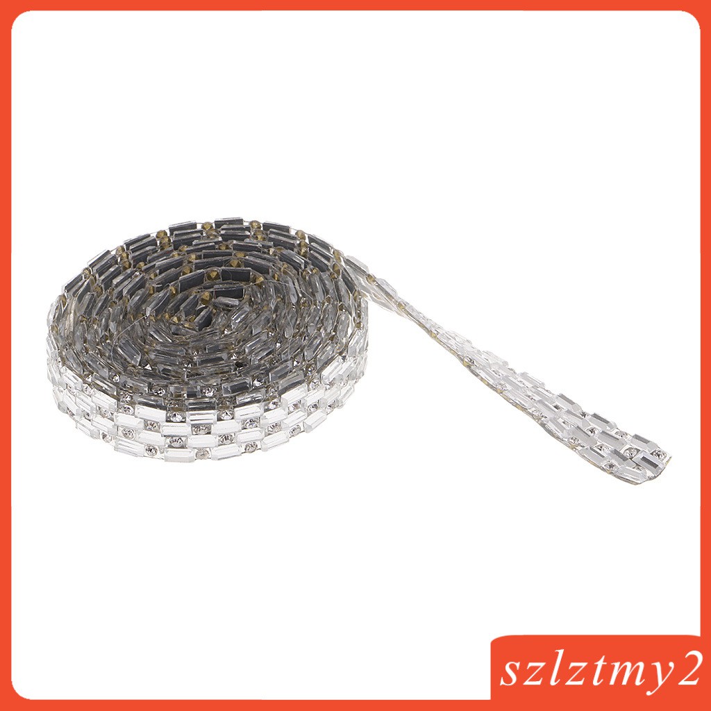 Cuộn Dây Ruy Băng Đính Đá Pha Lê Màu Bạc Dài 1 Yard Dùng Trang Trí DIY