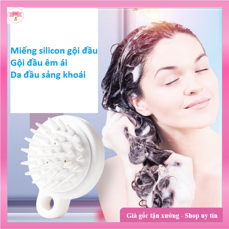 Bàn Chải Gội Đầu Silicon Mềm Giúp Thư Giãn Da Đầu
