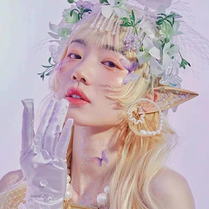 Set 5 bướm vải voan 2 lớp đính đá dùng trang điểm có sẵn phong cách cổ trang cosplay