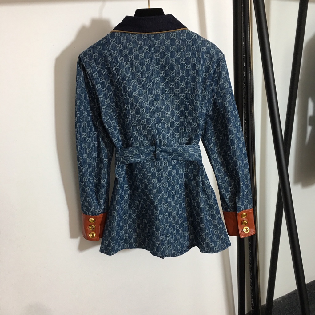 Áo khoác denim nữ thời trang cao cấp Gucci GG GC thiết kế sang trọng, phong cách thời thượng