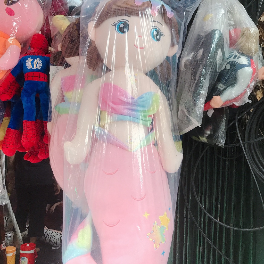 Gấu bông tiên cá đáng yêu - Thú nhồi bông Tiên cá đội vương miện, chất Miniso mịn màng cao cấp