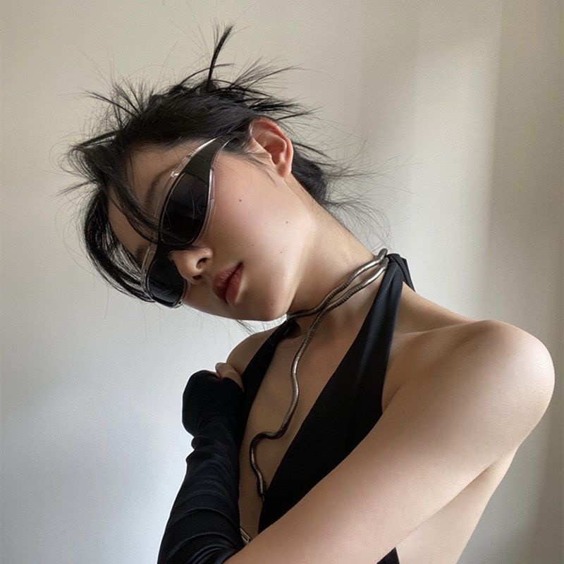 Kính Mát Lái Xe Một Mắt Gọng To y2k y2k Phong Cách Hip Hop Punk