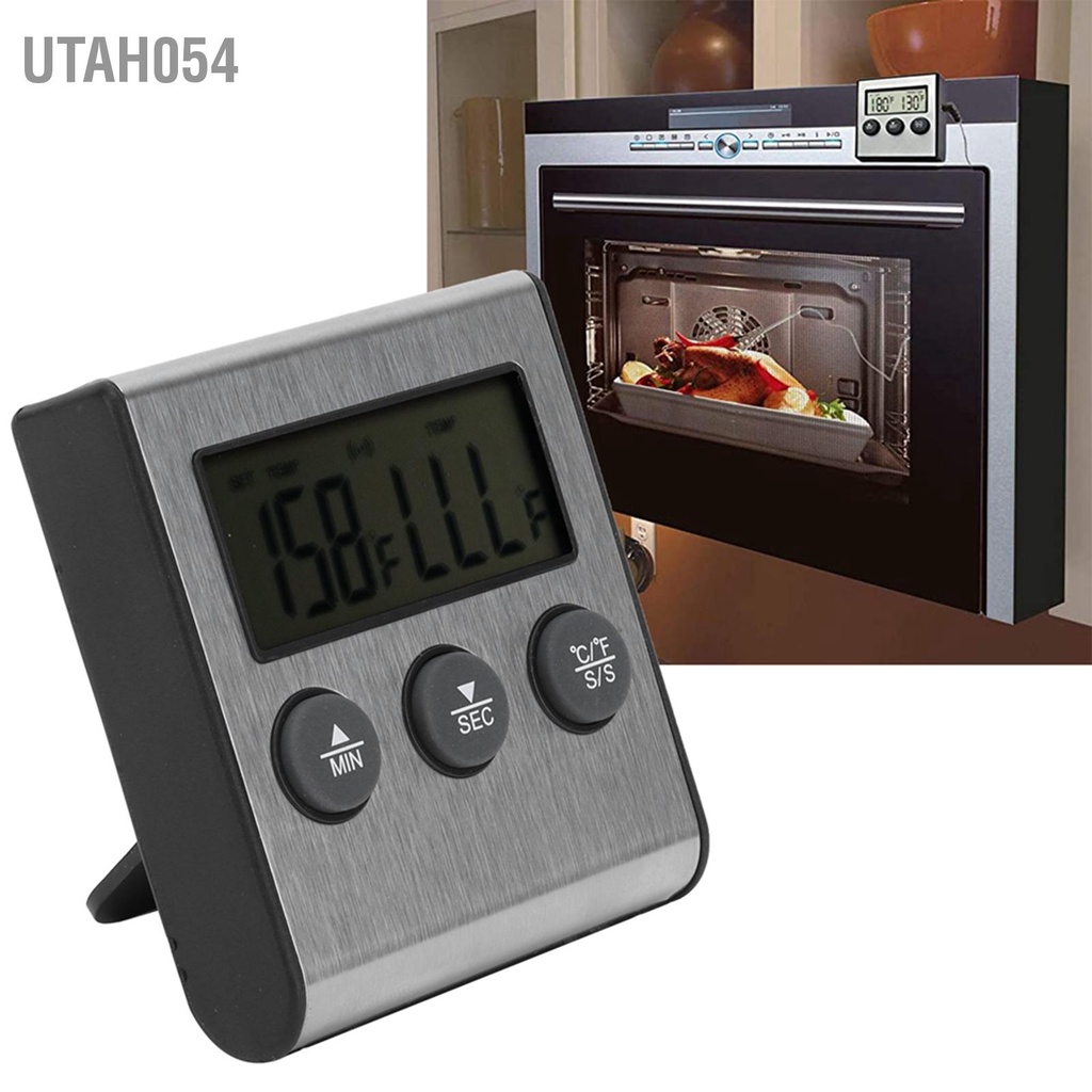 [Hàng HOT]  Nhiệt kế dây điện tử có dây đo chất lỏng nhà bếp - nhiệt kế kẹo có dây kỹ thuật số Hẹn giờ với giá đỡ【Utah054】