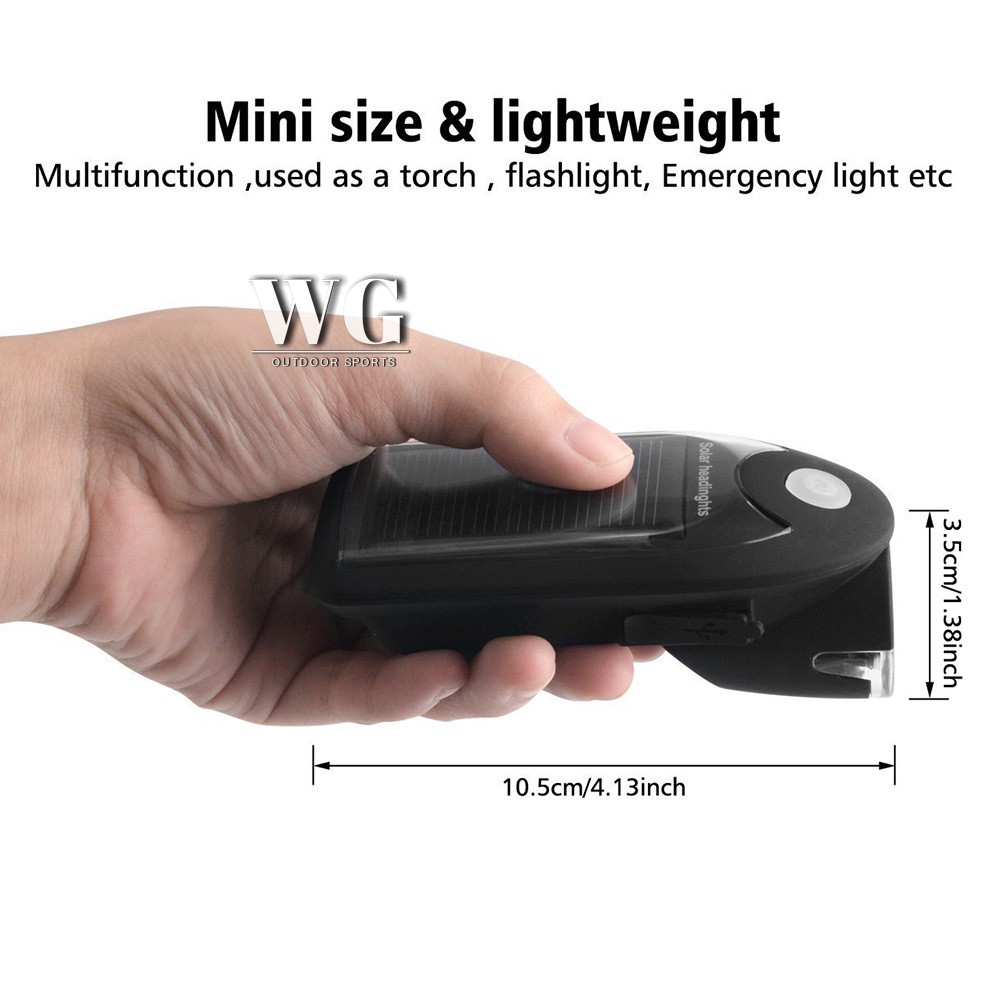 Đèn pin sạc năng lượng mặt trời gắn xe đạp có thể sạc lại chống nước xoay 360 độ | BigBuy360 - bigbuy360.vn