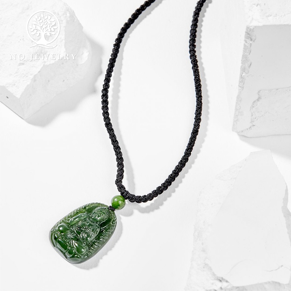 Dây chuyền phật bản mệnh xanh ngọc 3x2cm - NQ Jewelry