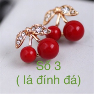 Bông tai trái cây cherry, 2 kiểu, khuyên tai hoa quả A2009