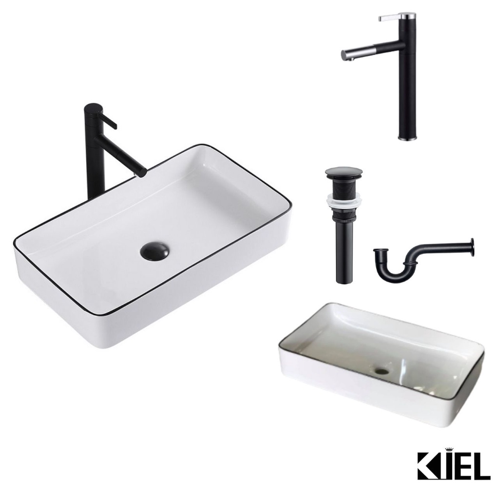 Chậu rửa mặt lavabo chữ nhật đặt bàn vòi cắm bàn đá TAM HIỆP STORE chính hãng bảo hành 10 năm