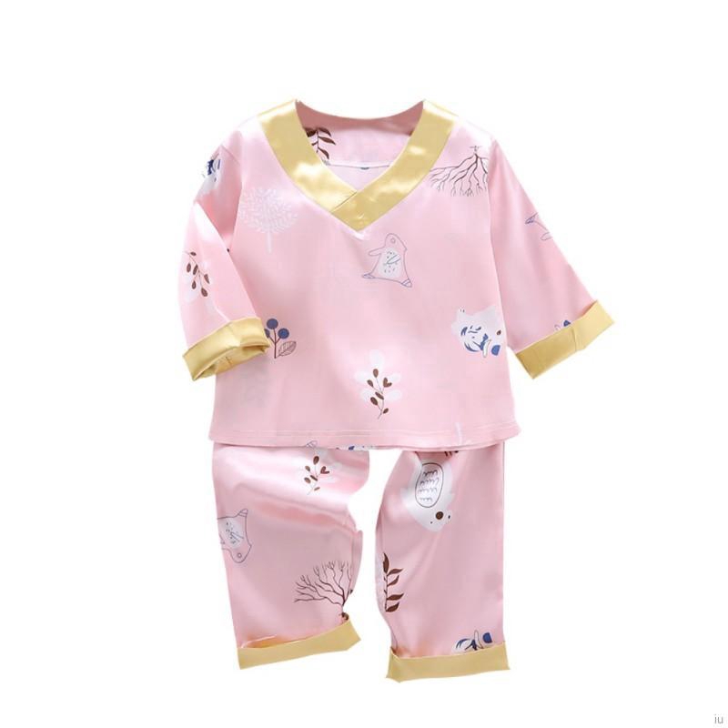 Bộ Đồ Ngủ Pijama Dài Tay In Họa Tiết Hoạt Hình Cho Bé