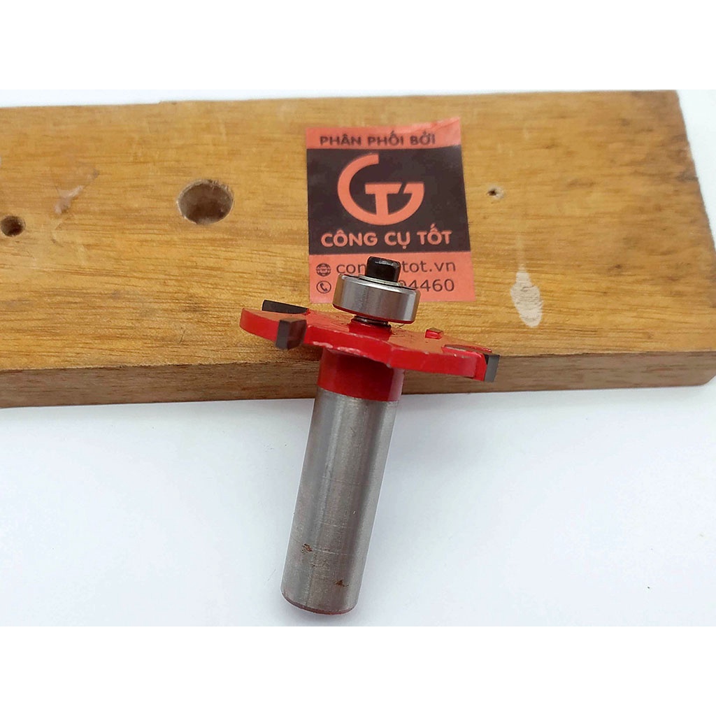 Mũi cuốc gỗ 4 cánh đầu bi đỏ Φ42x4Tx4 chân 12.7mm rộng 4mm sâu 15mm