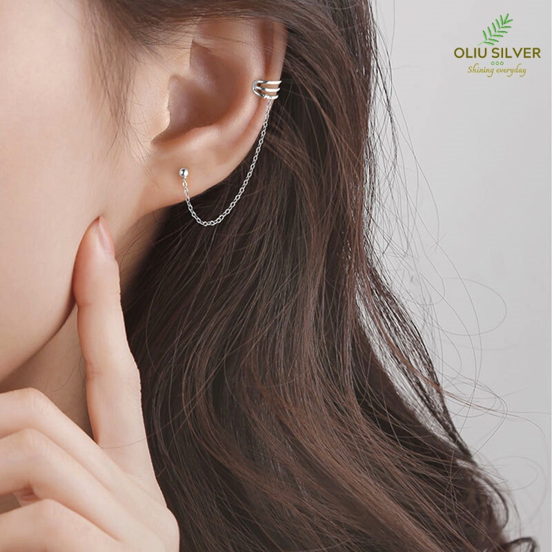 Bông Tai Bạc S925 Ear Cuff Kẹp Vành Triple Circle Trẻ Trung Cá Tính | Khuyên Tai Unisex Trang Sức Bạc Thời Trang