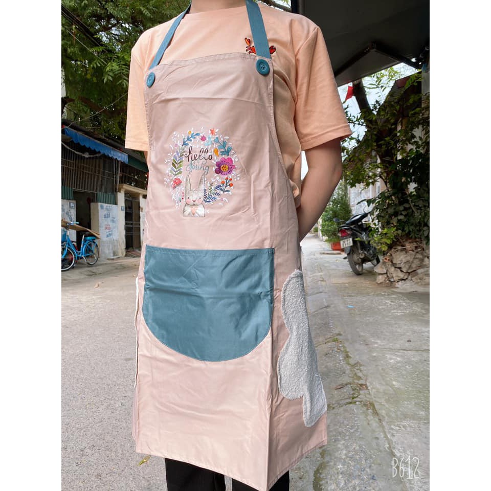 TẠP DỀ HOA THỎ ( HÌNH THỎ ) KIÊM LUN CHỖ LAU TAY XỊN XÒ, CHỐNG NƯỚC ( loại 1)