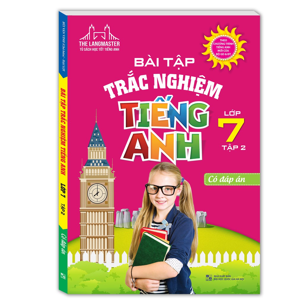 Sách - Combo Bài tập trắc nghiệm tiếng Anh lớp 7 (trọn bộ 2 tập) Tặng Kèm Bookmark