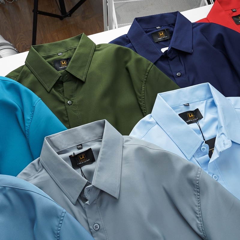 Áo sơ mi nam tay ngắn màu xanh rêu BIGSIZE