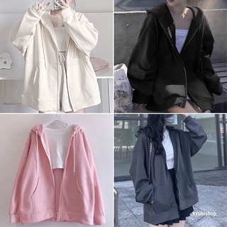 Áo khoác hoodie zip form rộng mũ siêu to ulzzang unisex chất nỉ cotton Quảng Châu Cao Cấp (Nhiều Mẫu) - KYUBI AKZ01