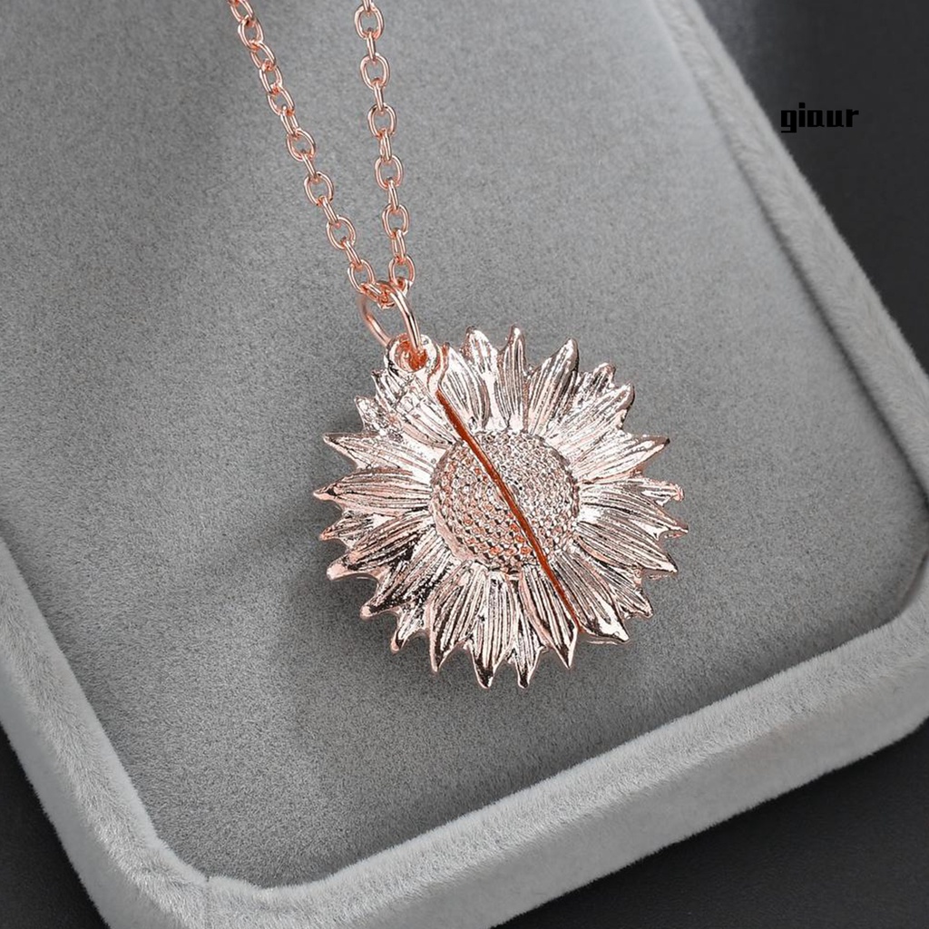 GIAUR Women Fashion Jewelry Open Locket Sunflower Pendant Clavicle Chain Necklace