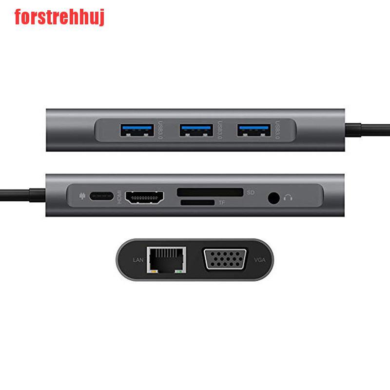 Bộ Chuyển Đổi 10 Trong 1 Từ Usb-C Sang Type-C Usb 3.0 Hub 4k Hdmi Rj45 Ethernet Vga Sd Tf Otg