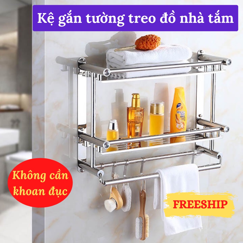 Kệ Nhà Tắm Gắn Tường Kệ Để Đồ Treo Khăn Không Gỉ Tiện Lợi Shop Gia Dụng HOÀI AN