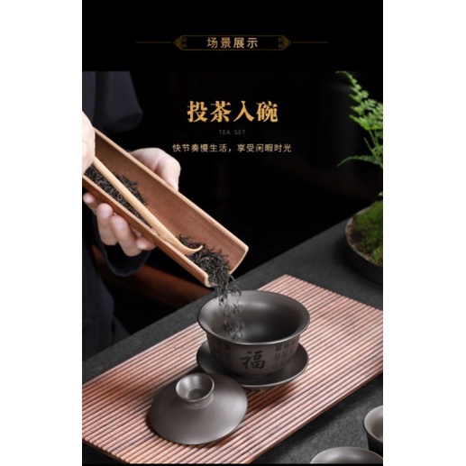 Bộ ấm trà tử sa 21 món Cảnh Lan- Cát Long mang lại sự cát tường