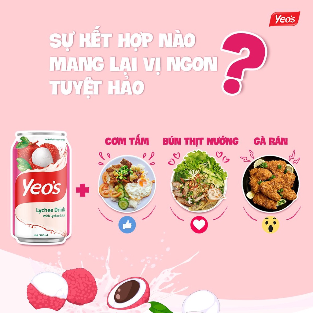 Nước Trái Vải Yeo's Lon 300ml Chính Hãng