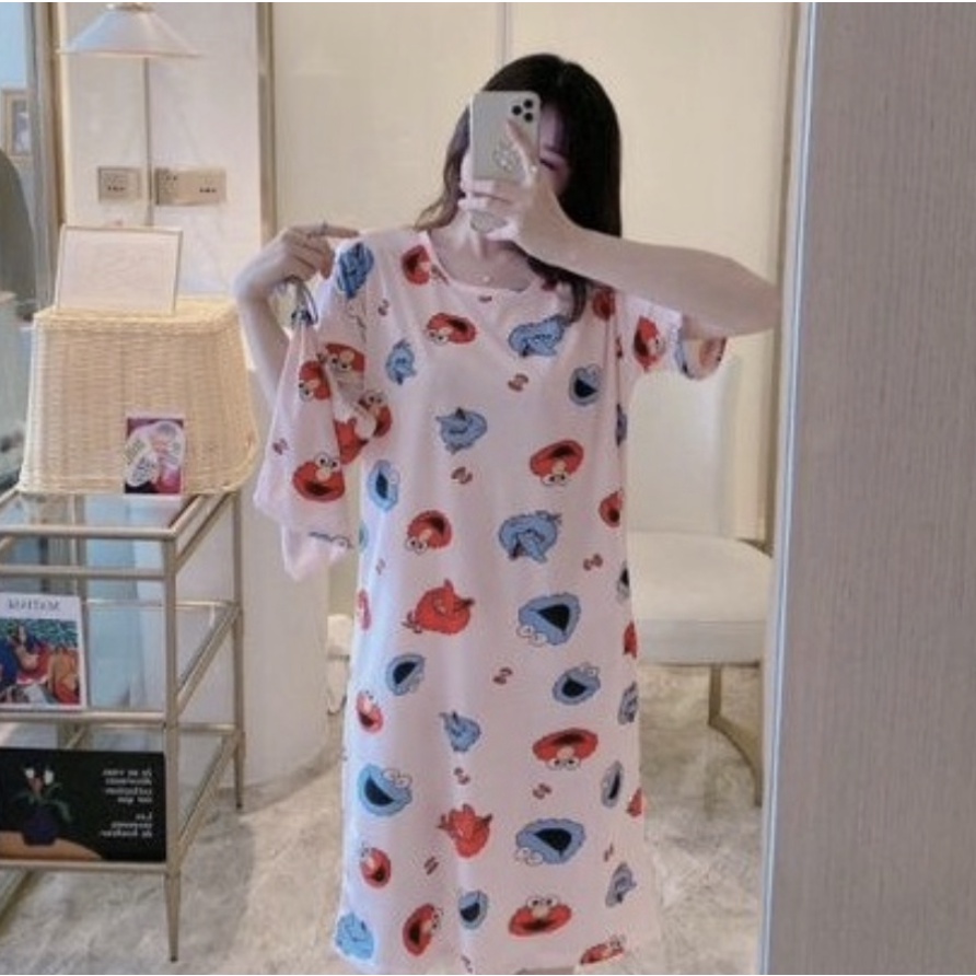 Negligee Đầm ngủ dạng túi xách in hình Elmo dễ thương nhập khẩu cho nữ - miễn phí