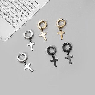 Bông Tai Hình Chữ Thập Bằng Inox Cá Tính Hợp Thời Trang