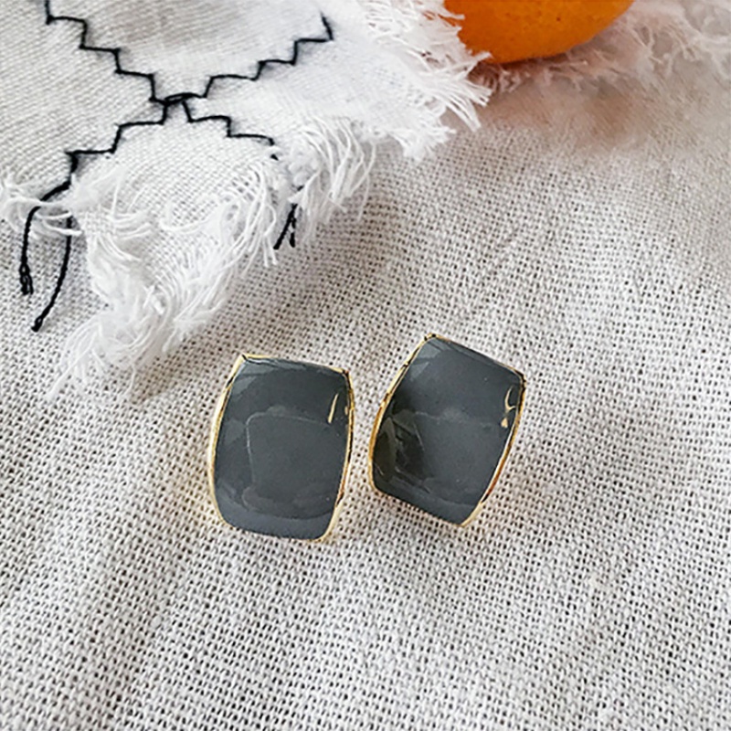 Bông Tai Mạ Bạc 925 Hình Vuông Màu Sắc Đơn Giản