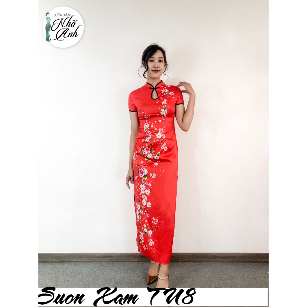 Sườn xám trung niên hiện đại chất liệu Thượng Uyển trẻ trung cao cấp tinh tế cao cấp sang trọng