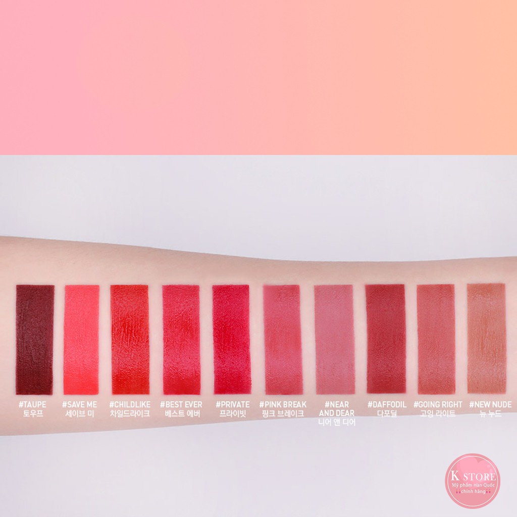 Son Kem Lì 3CE Velvet Lip CHÍNH HÃNG - CHECK được mã vạch