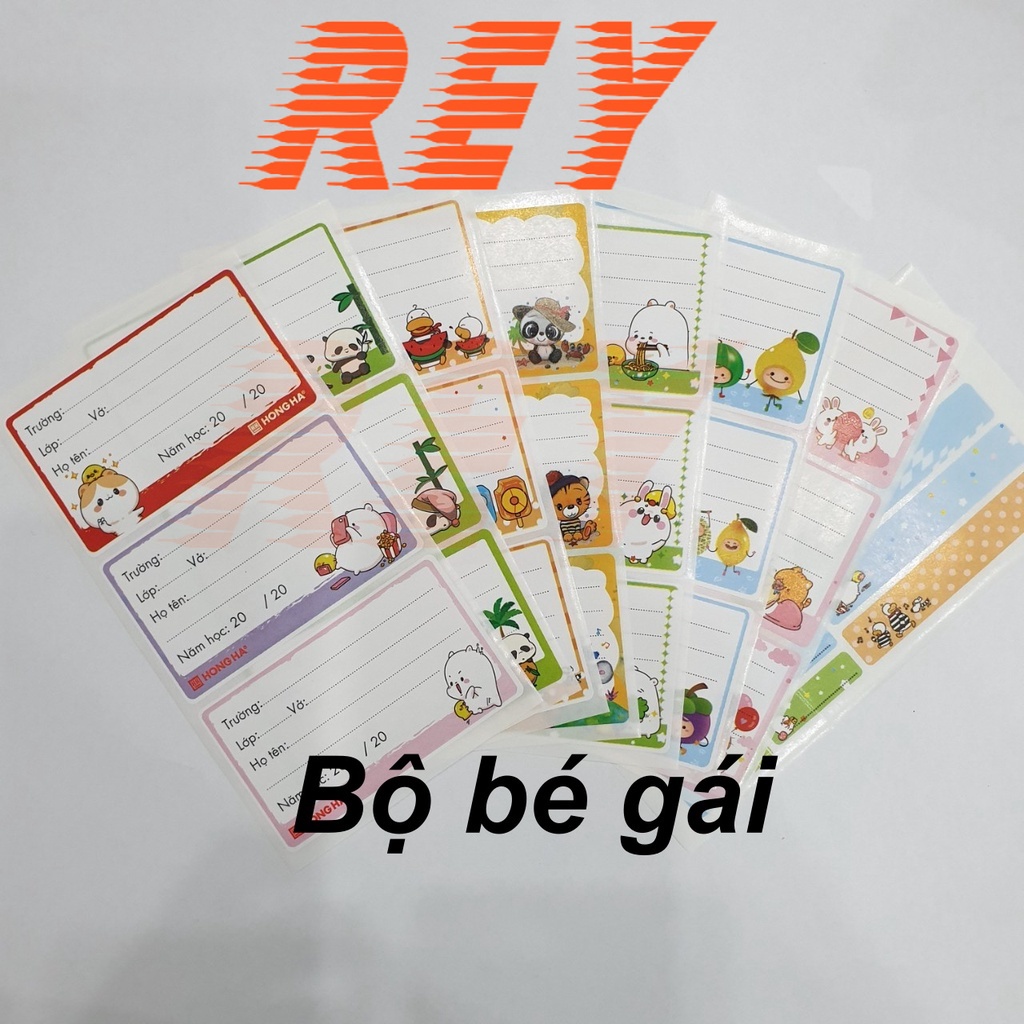 COMBO 42 cái giấy nhãn vở và 28 sticker dán dụng cụ học tập nhỏ xinh Hồng Hà 3470