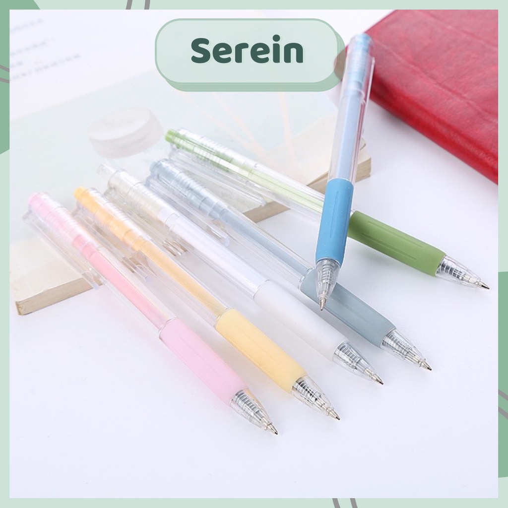 Bút bi bấm mực đen SEREIN, bút bi cute ngòi 0.5mm mực gel tiện dụng văn phòng phẩm phong cách Hàn Quốc