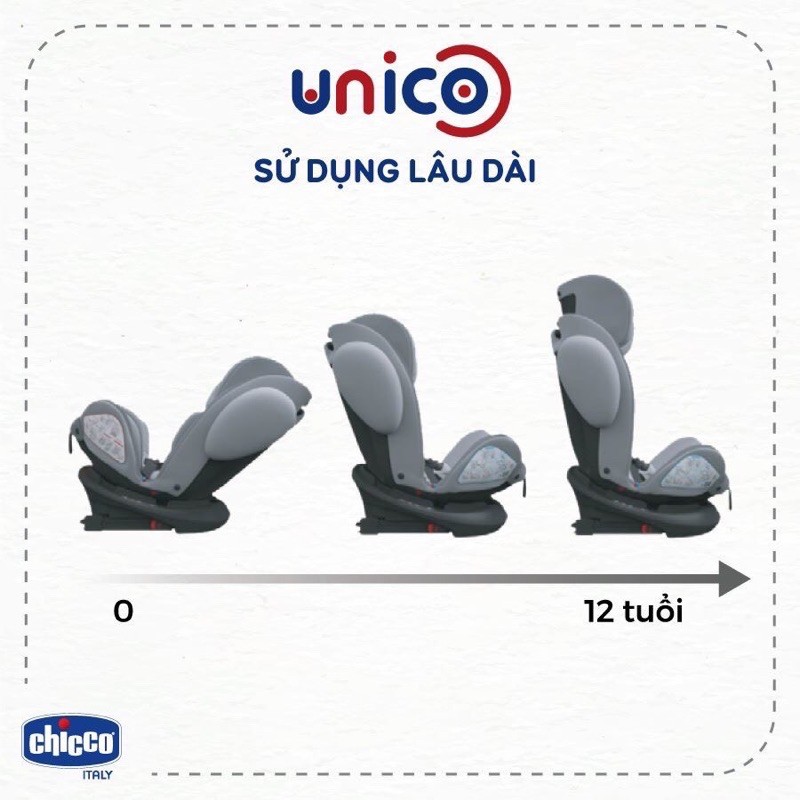 [Mã MKBC13 giảm 80k đơn 1 triệu] GHẾ NGỒI Ô TÔ XOAY 360 CHICCO UNICO ISOFIX 0-12Y