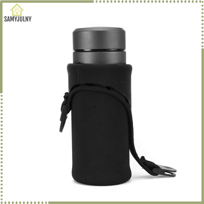 Vỏ Bọc Bình Nước Famyjulny 500mL Bằng Cao Su Tổng Hợp Cách Nhiệt Chống Thấm Nước Màu Đen Có Quai Xách
