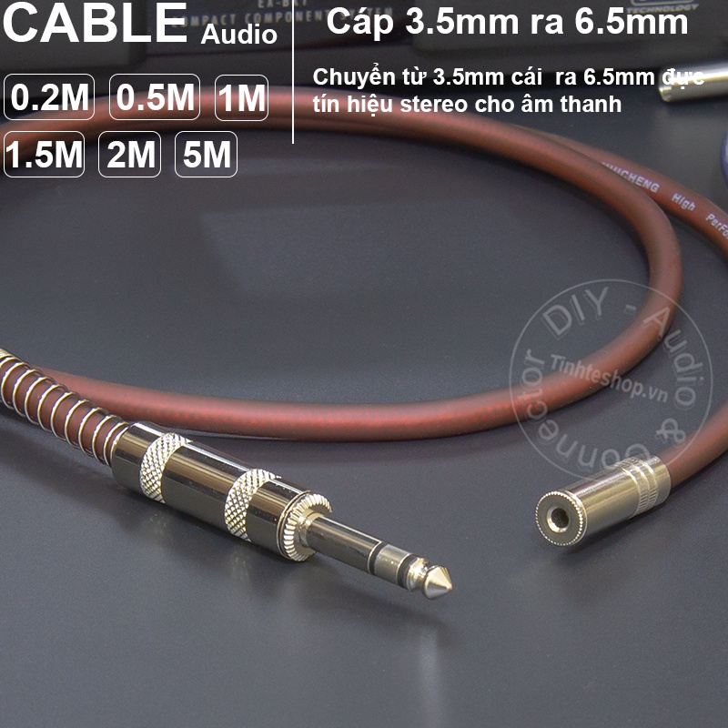 Cáp 6.5 sang 3.5 DIY 0.2M đến 5M - Dây 3.5mm cái sang 6.5mm đực stereo