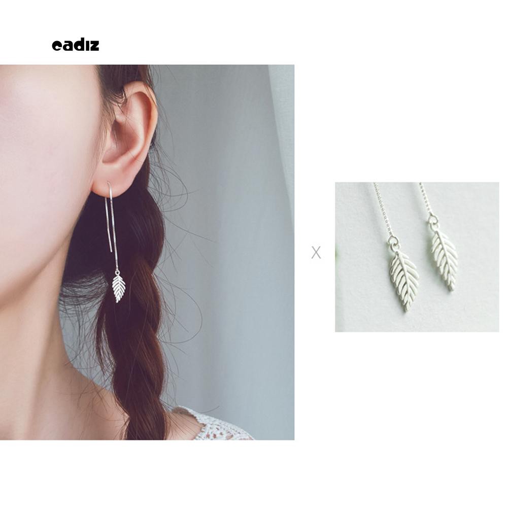Hoa tai lủng lẳng hình chiếc lá , dài , thời trang nữ