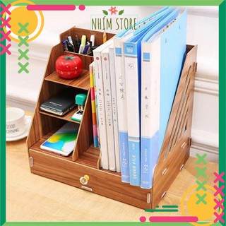 [Loại 1] Kệ Sách Gỗ Mini Để Bàn - Kệ Sách Văn Phòng Làm Việc Siêu Tiện Ích