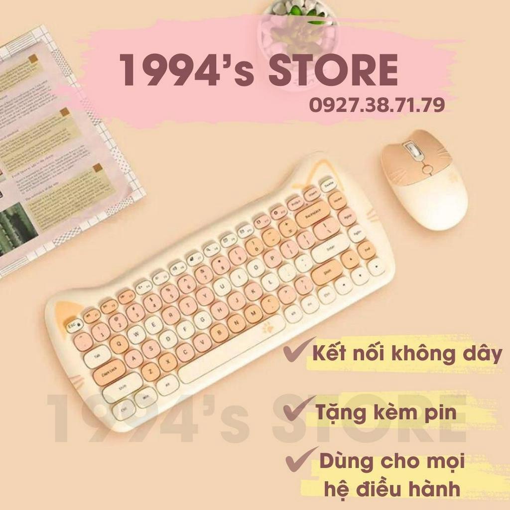 Bộ combo bàn phím giả cơ và chuột MOFII KITTY CAT MIXED Tai Mèo không dây dùng cho Máy tính bàn PC, Laptop, Tivi, Tablet