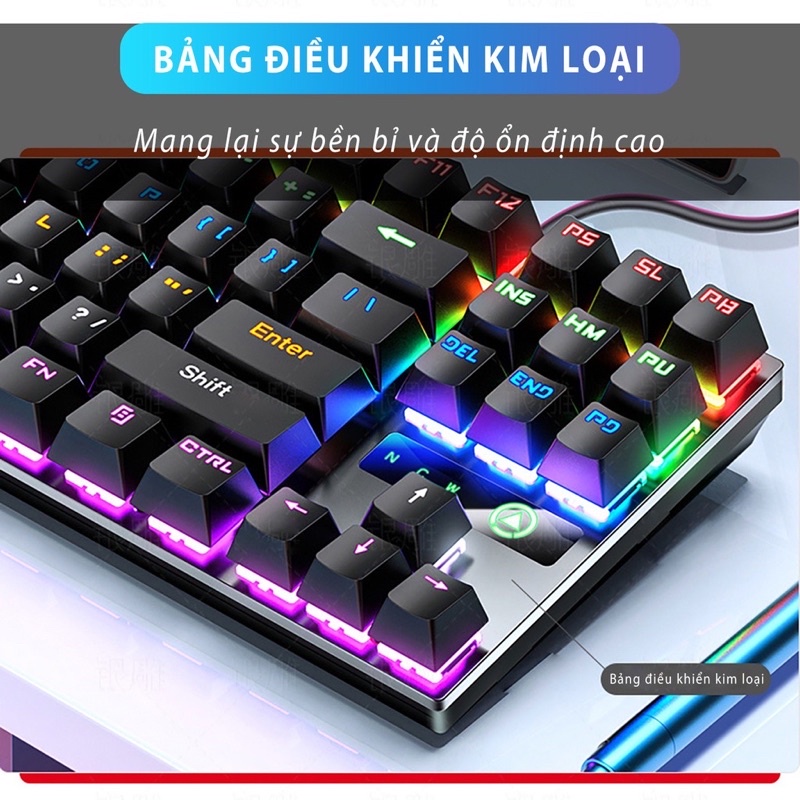 Bàn Phím Cơ Có Dây Gaming YINOIAO ZK3 87 Và 104 Nút LED Nhiều Hiệu Ứng Ánh Sáng Cao Cấp Sử Dụng Cho Máy Tính PC Laptop