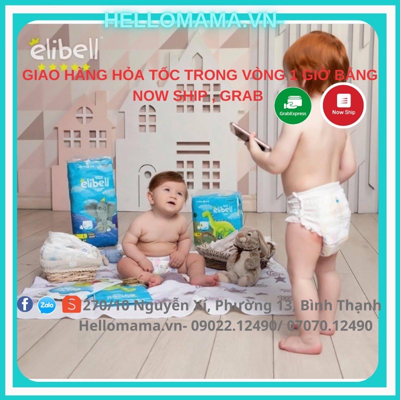 Tã/Bỉm ELIBELL nội địa NGA CAO CẤP Dán/Quần đủ size S76/M64/L54/XL44/L44/XL38 siêu thấm hút cho bé