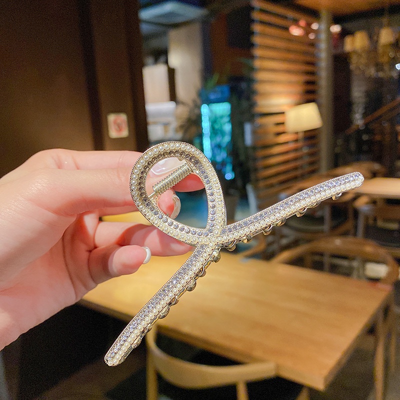 Kẹp Tóc Kim Loại Màu Vàng Đính Ngọc Trai Lấp Lánh Thời Trang Hàn Quốc