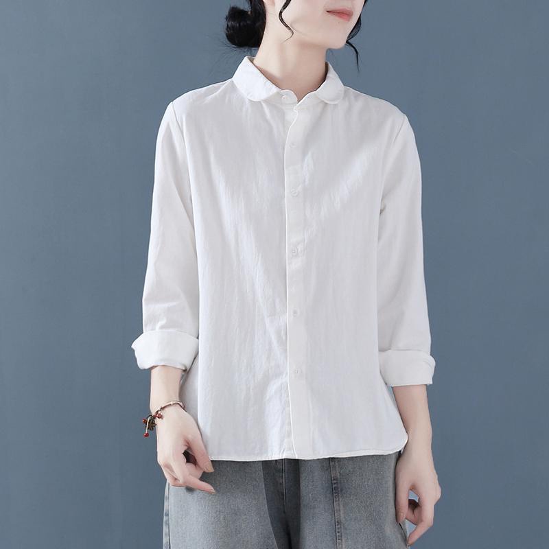 Áo sơ mi cotton lanh lạnh tay dài màu trơn thời trang