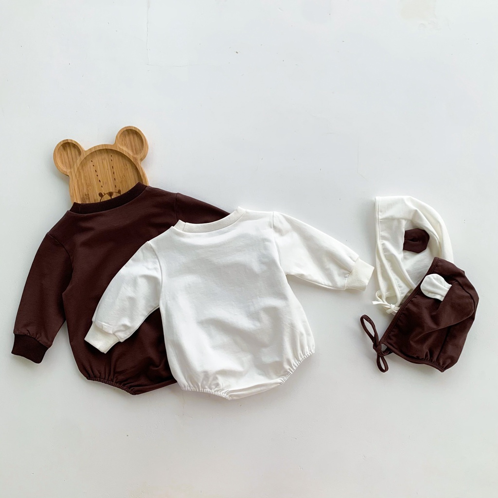 Set áo liền quần &amp; mũ trùm đầu hình gấu cho bé sơ sinh